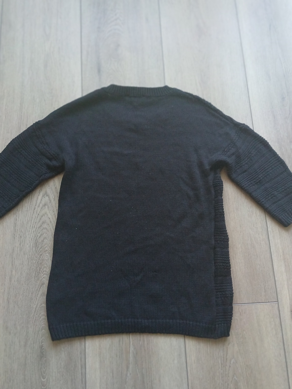 Lily Morgan Black Textured Knit Sweater Women Size M 3/4 Sleeve Crew Neck Casual - Picture 7 of 8